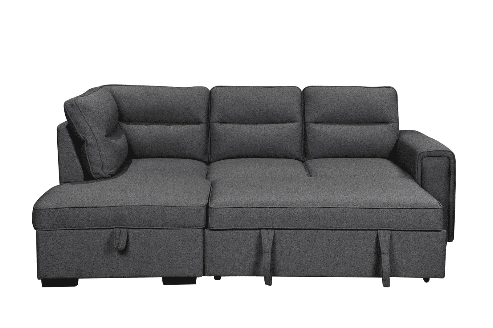 (Back in stock 15th August) 'Musk' Dark Grey Fabric Left Hand Facing Corner Sofa Bed With Storage & Drinks Holder - Image 10