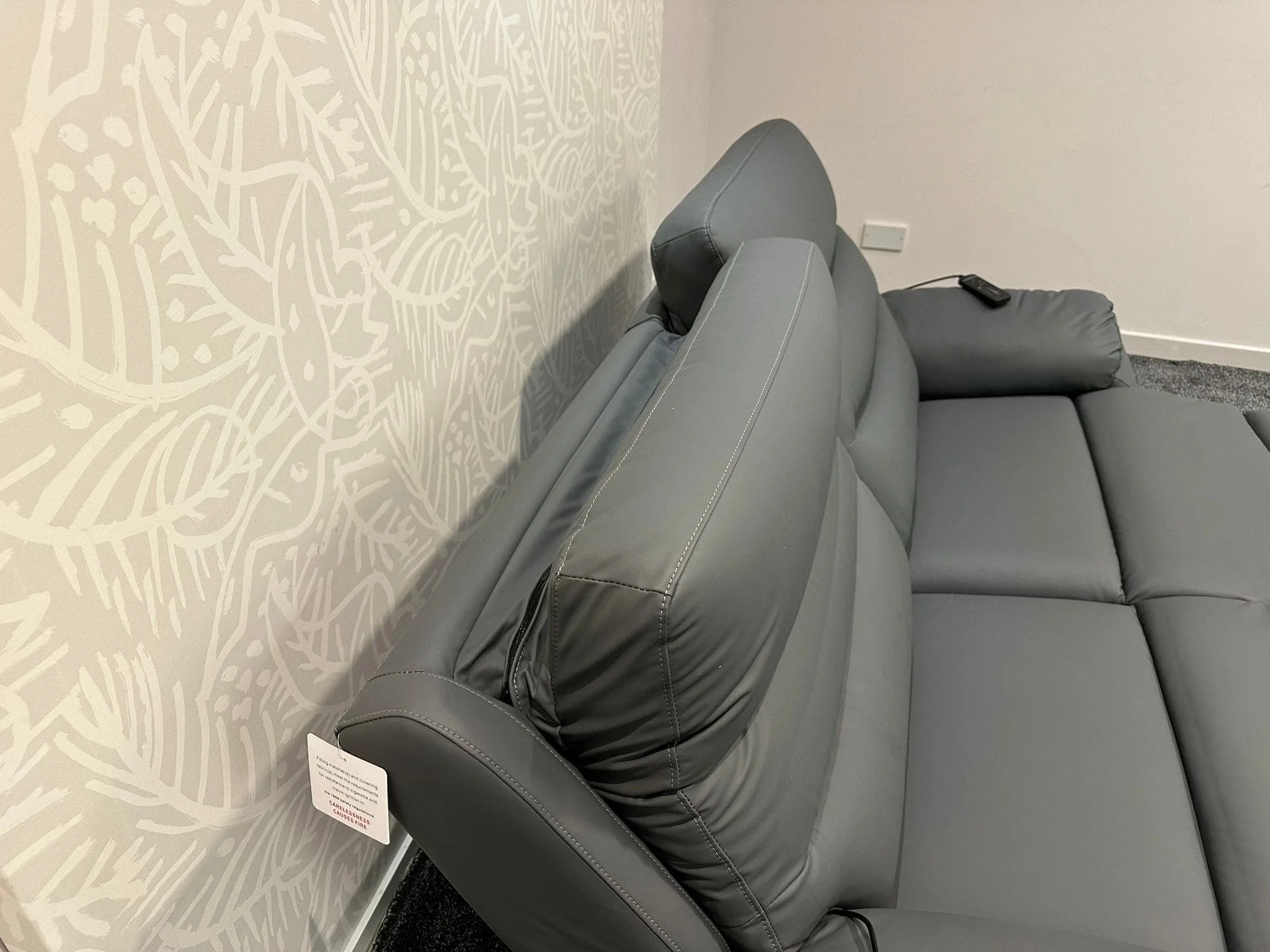 "Bertie" Grey Leather Electric Reclining Massage Sofa Range With Power Headrests & USB Charging Ports For Ultimate Comfort - Image 8