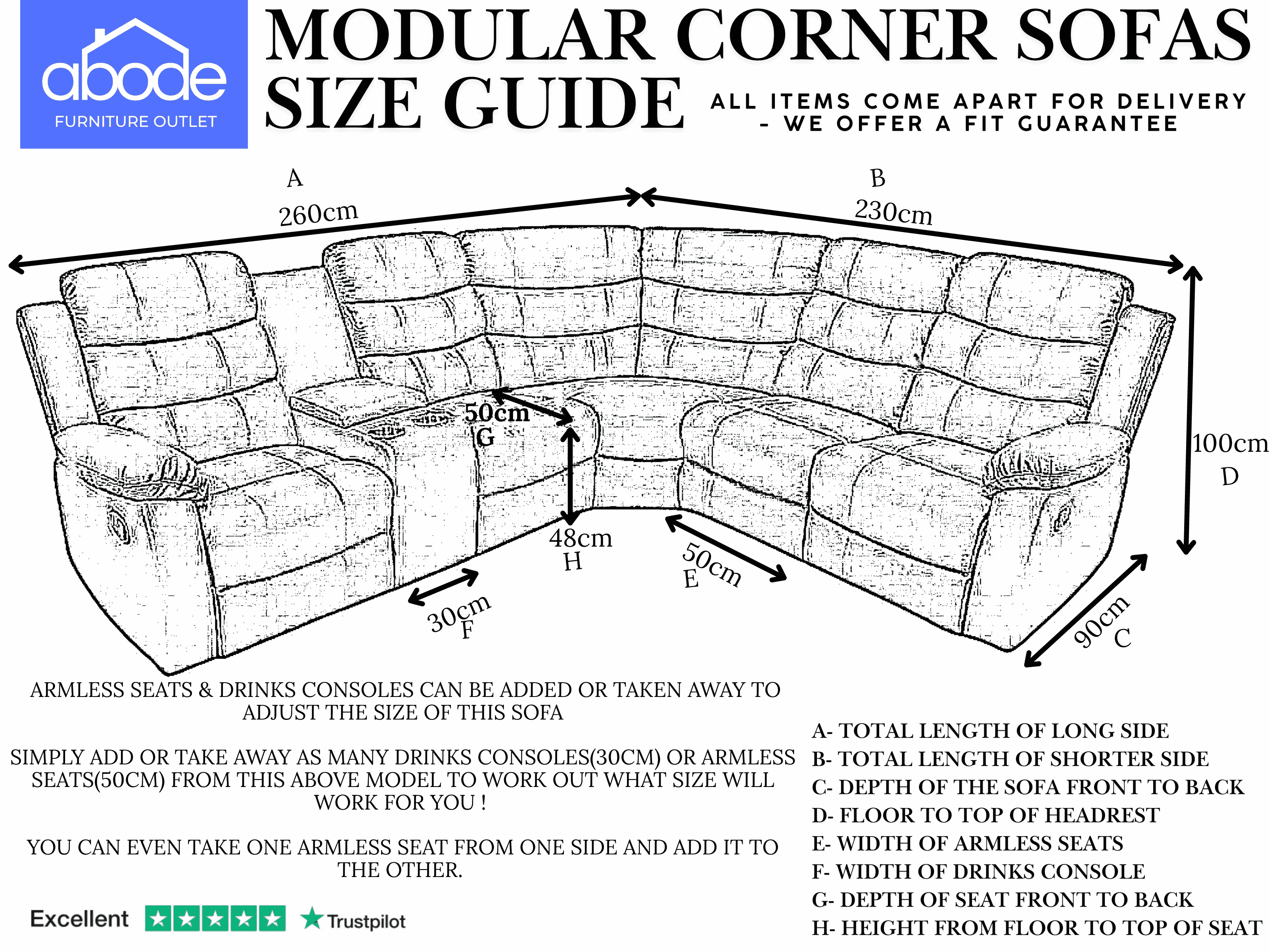 "Willow" Dark Grey Easy Clean Fabric 2C2C Recliner Modular Corner Sofa + Storage Console | Couch | - Image 14