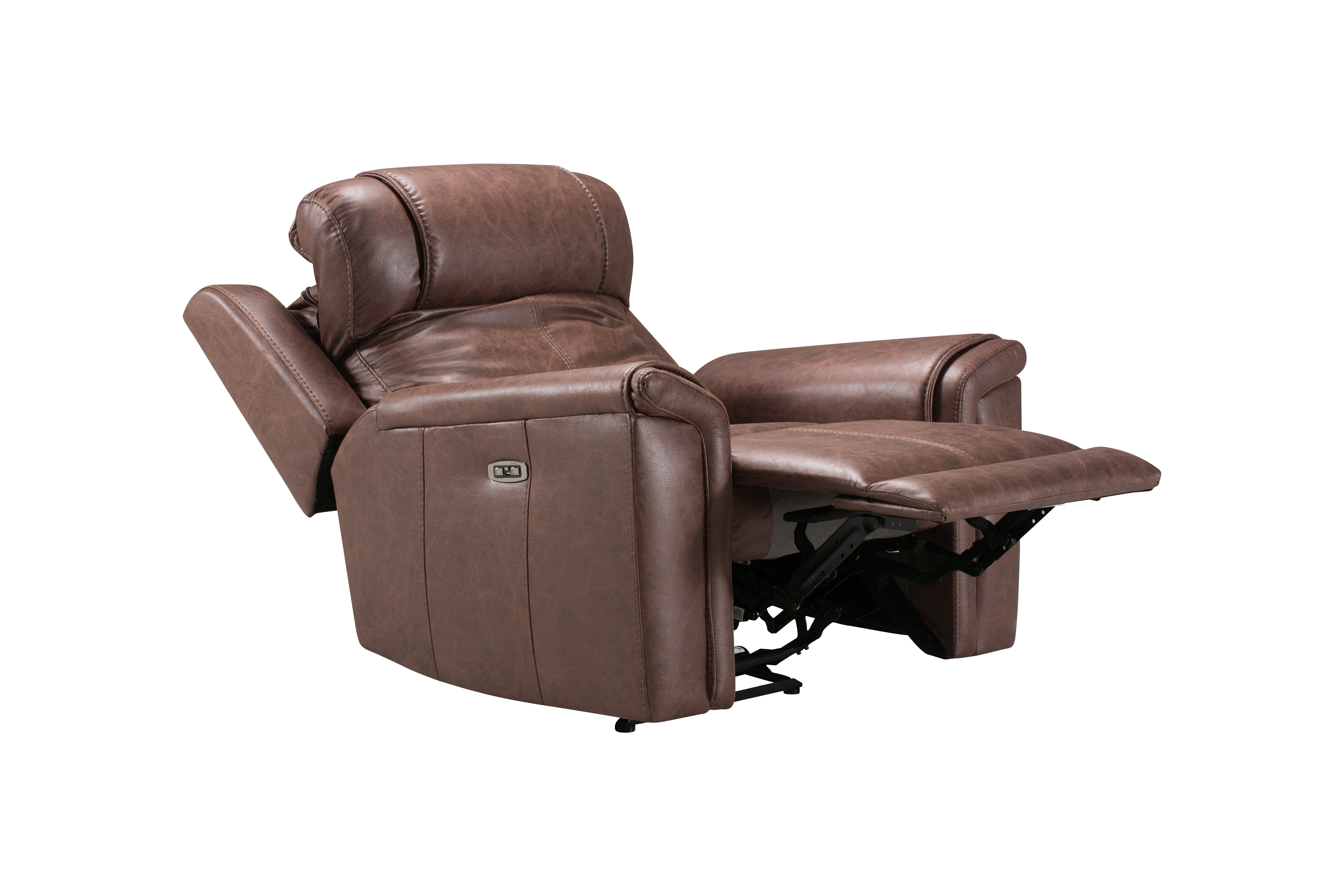 Charles Electric / Power Reclining Brown Resilience Fabric Armchair / 1 Seater Sofa | Power Headrests | USB Charging Plus High Seating & Backrest Position | Couch