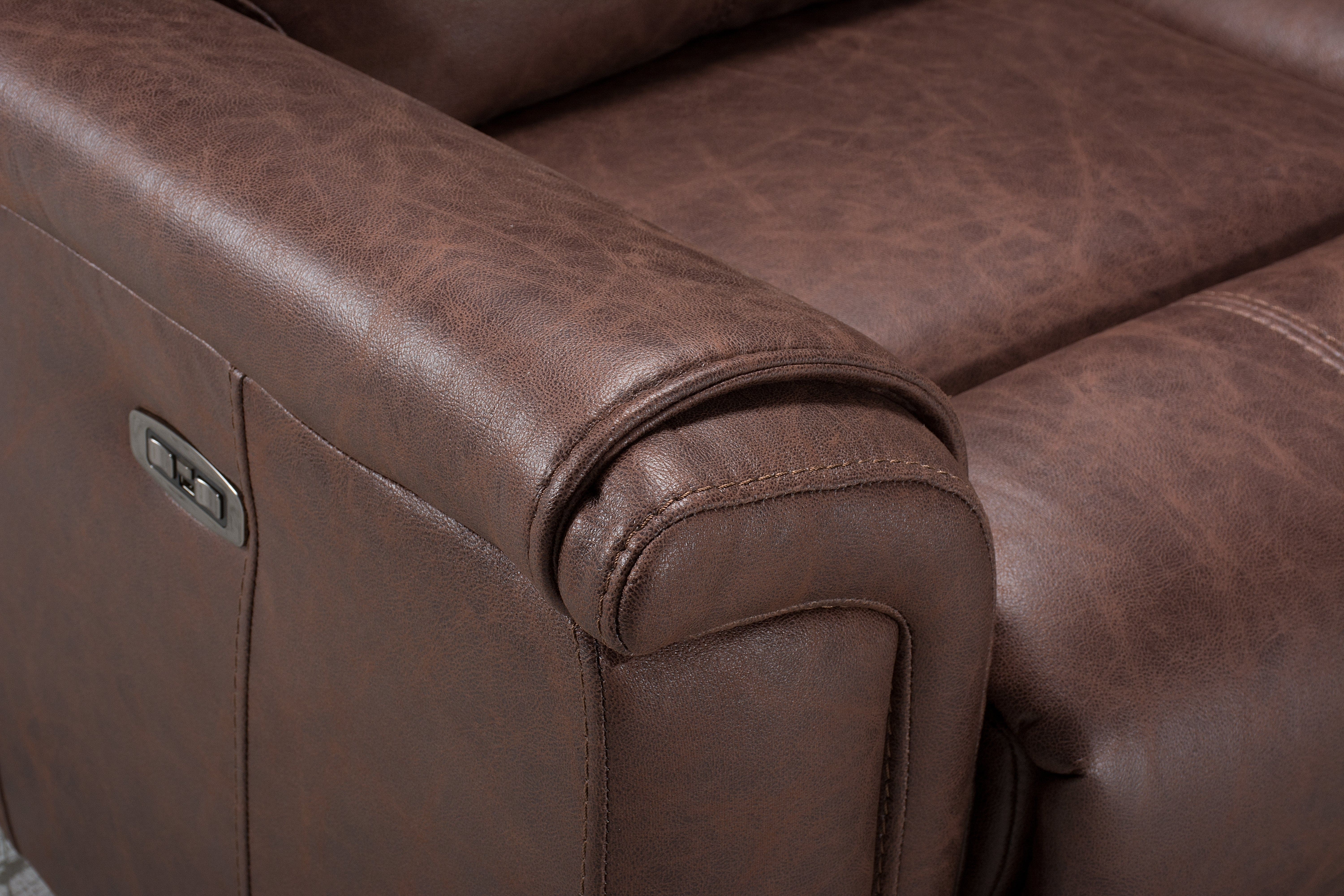 Charles Electric / Power Reclining Brown Resilience Fabric 2 Seater Sofa | Power Headrests | USB Charging Plus High Seating & Backrest Position | Couch - Image 3
