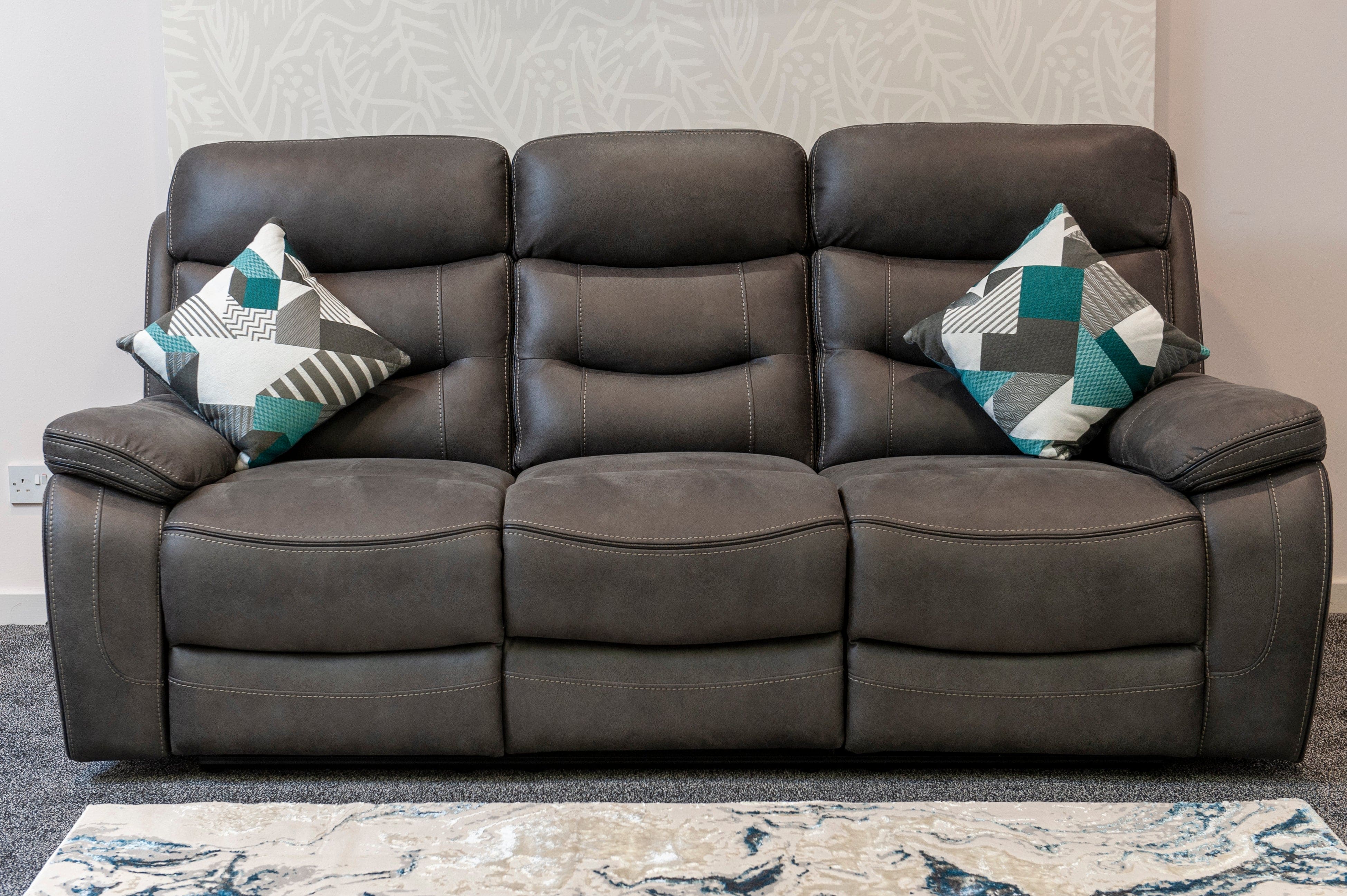 Cinema Sofa | Adjustable Power Headrests | Bluetooth Speakers | Vinson Express Smart Tech 3 Seater Fabric Power Recliner Sofa - Image 3