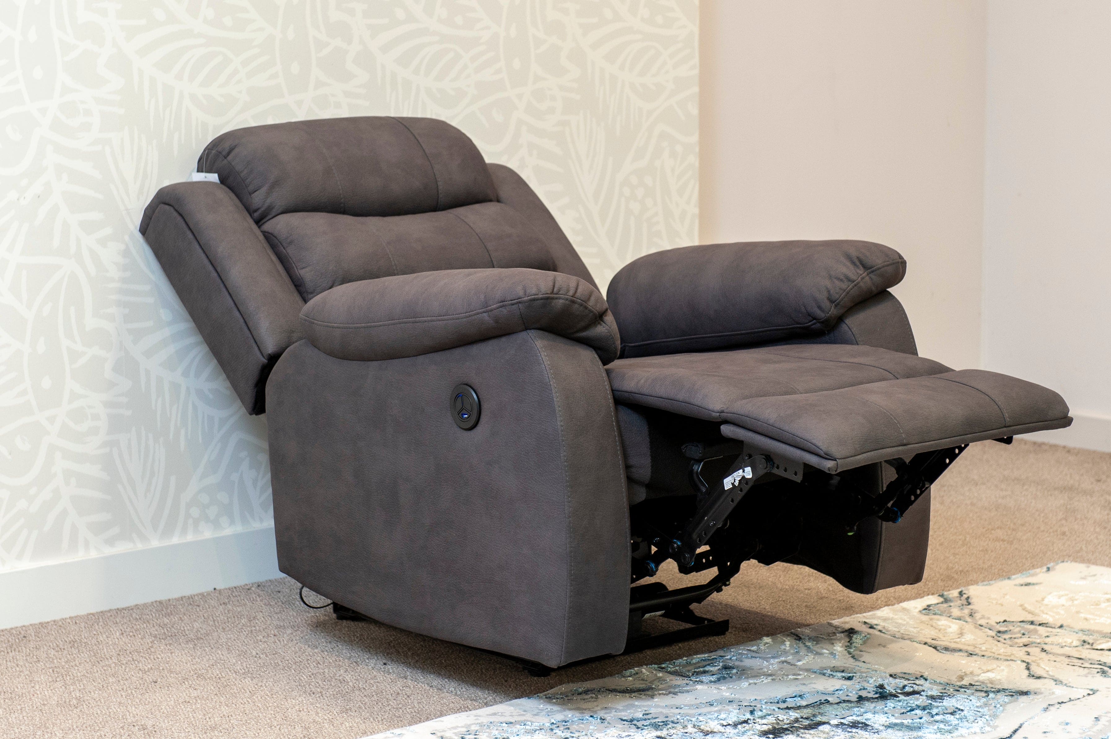 Willow Dark Grey Easy Clean Fabric With Electric 2 Stage Reclining Feature Sofa Range With USB Charging Ports | Couch | - Image 19