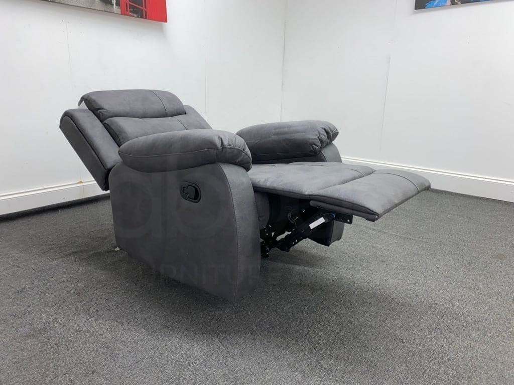 Willow Express Charcoal Grey Fabric Reclining Armchair Sofa - Image 7