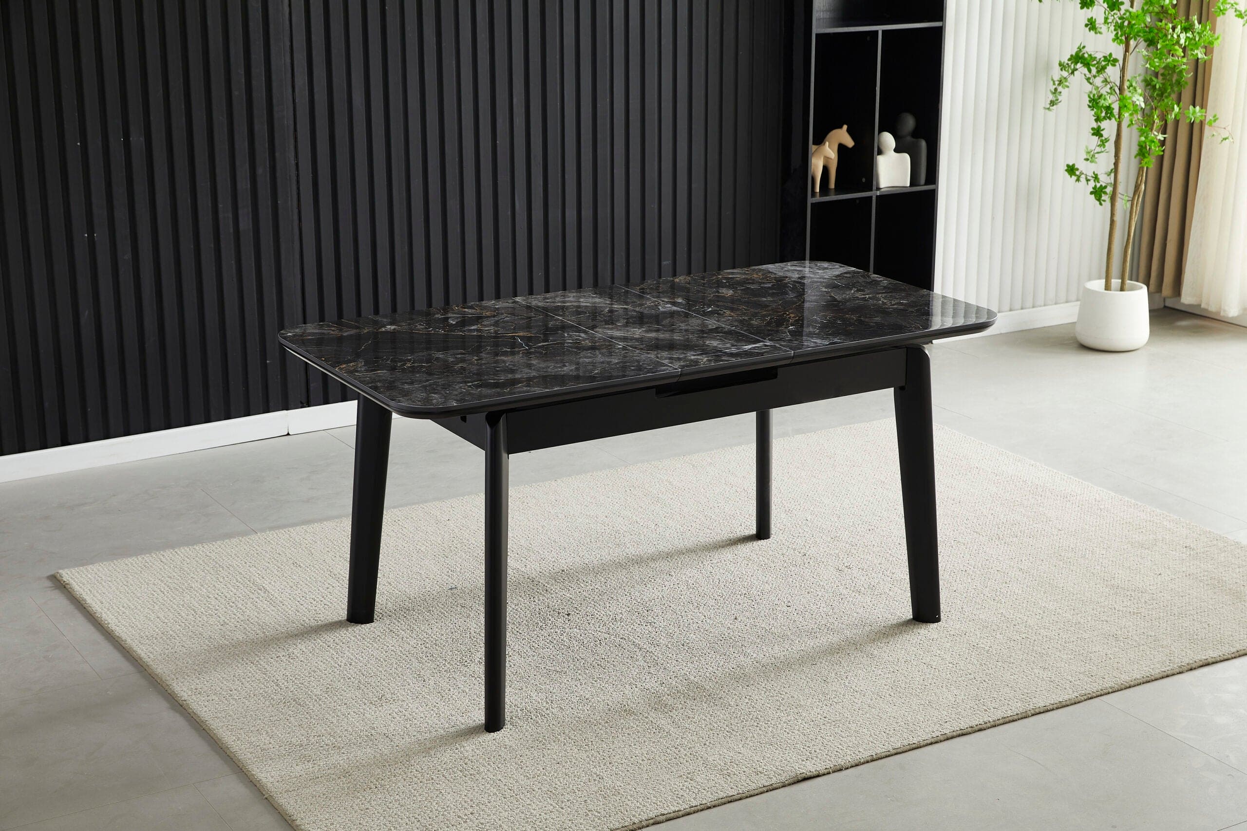 Complete Dining Set | 4 to 6 Dining Chairs + Arizona Black Ceramic Extending Dining Table 130cm - 160cm - Image 4