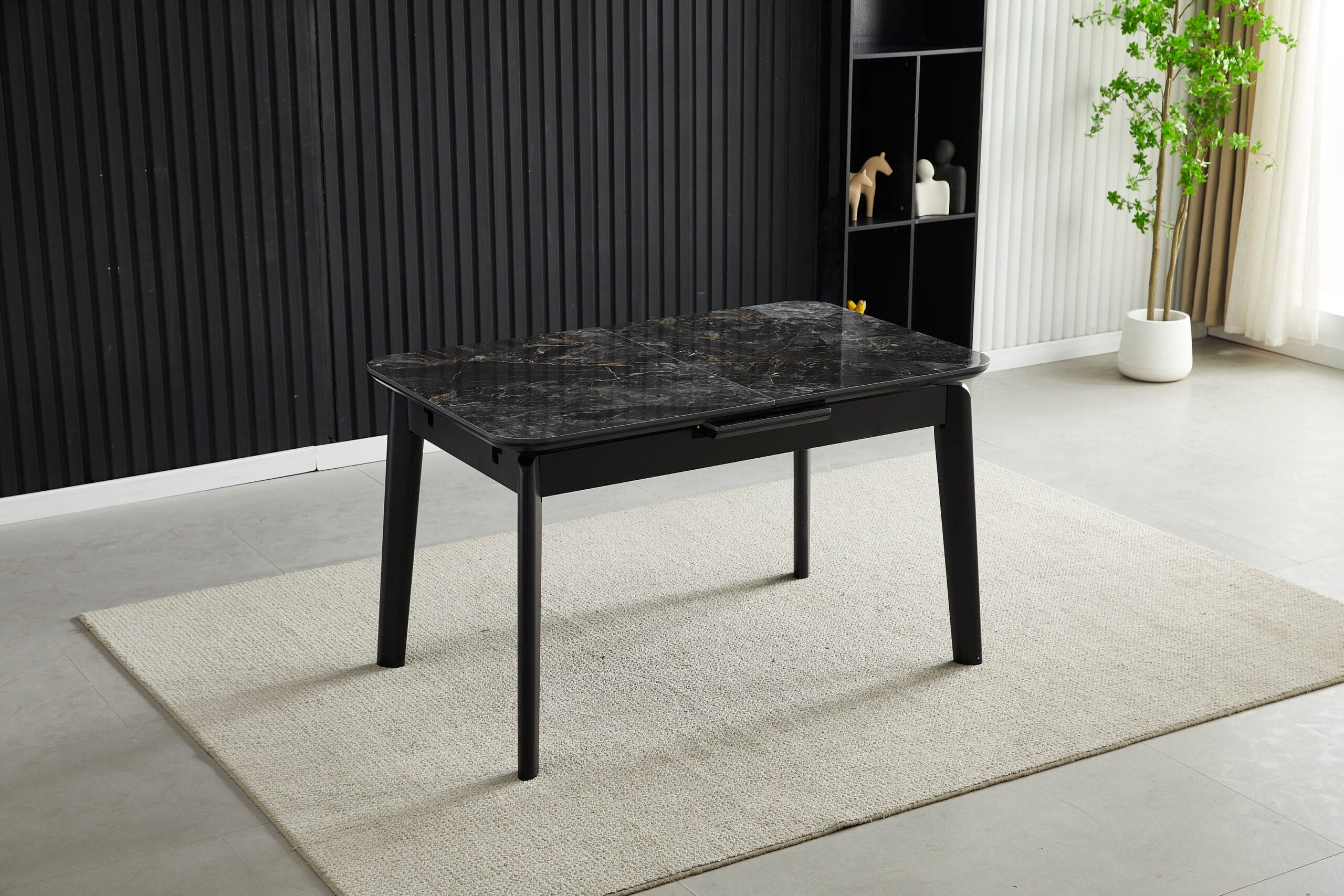 Complete Dining Set | 4 to 6 Dining Chairs + Arizona Black Ceramic Extending Dining Table 130cm - 160cm - Image 5