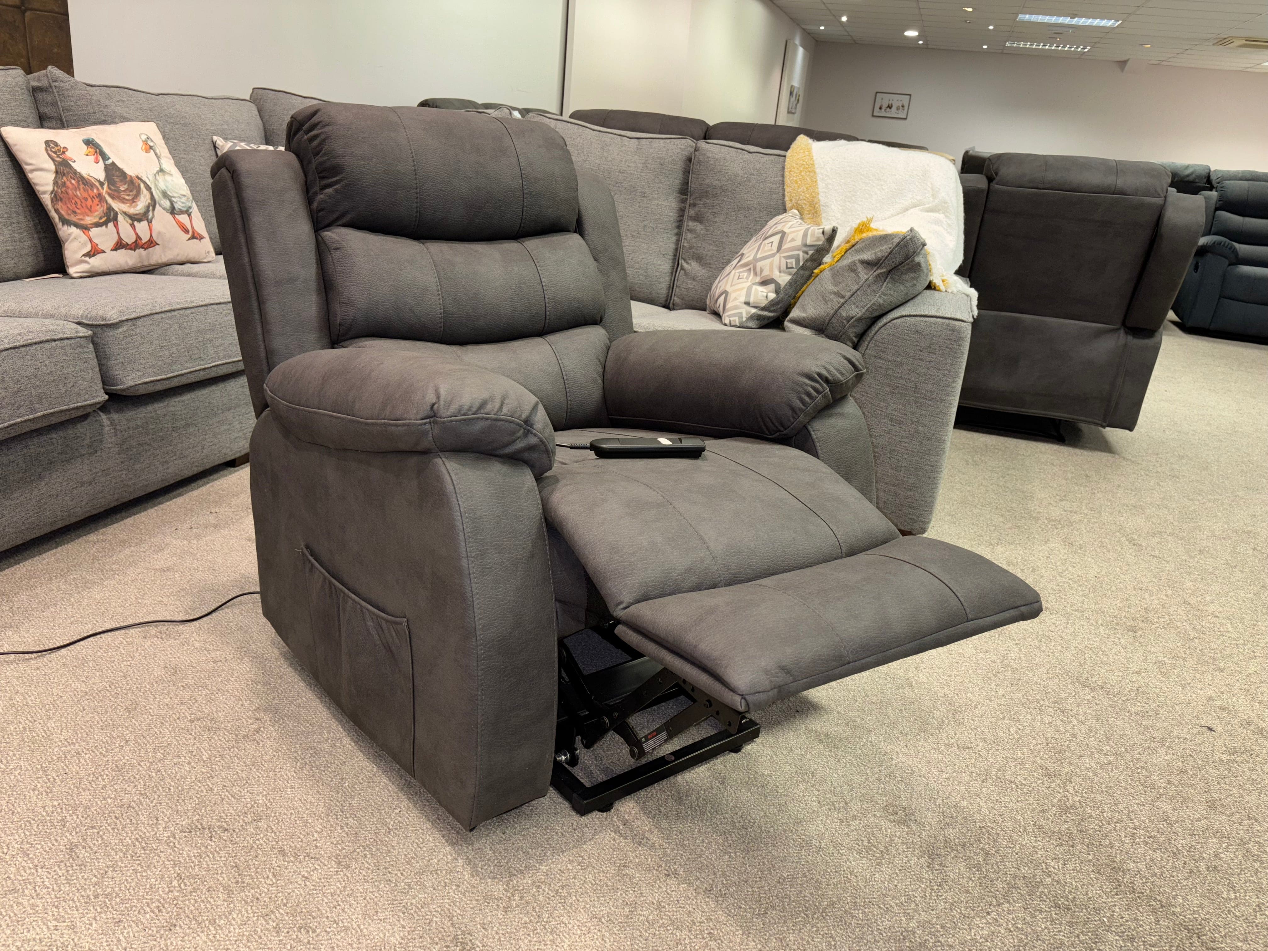 Dual Motor Electric Willow Fabric Rise & Recliner 1 Seater Sofa / Armchair - Image 7