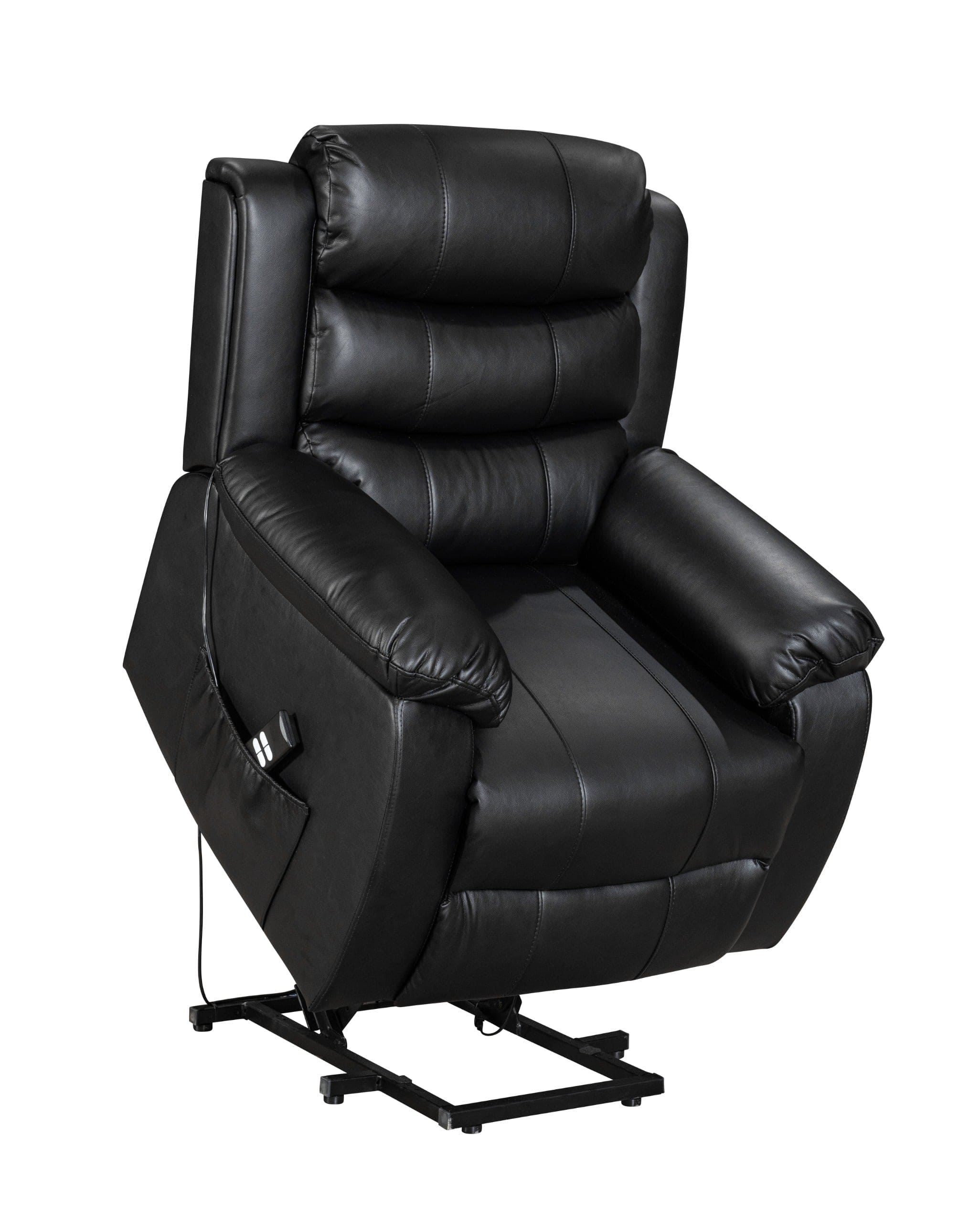 Special Offer! Dual Motor Electric Lando Black Leather Rise & Recliner 1 Seater Sofa / Armchair - Image 3