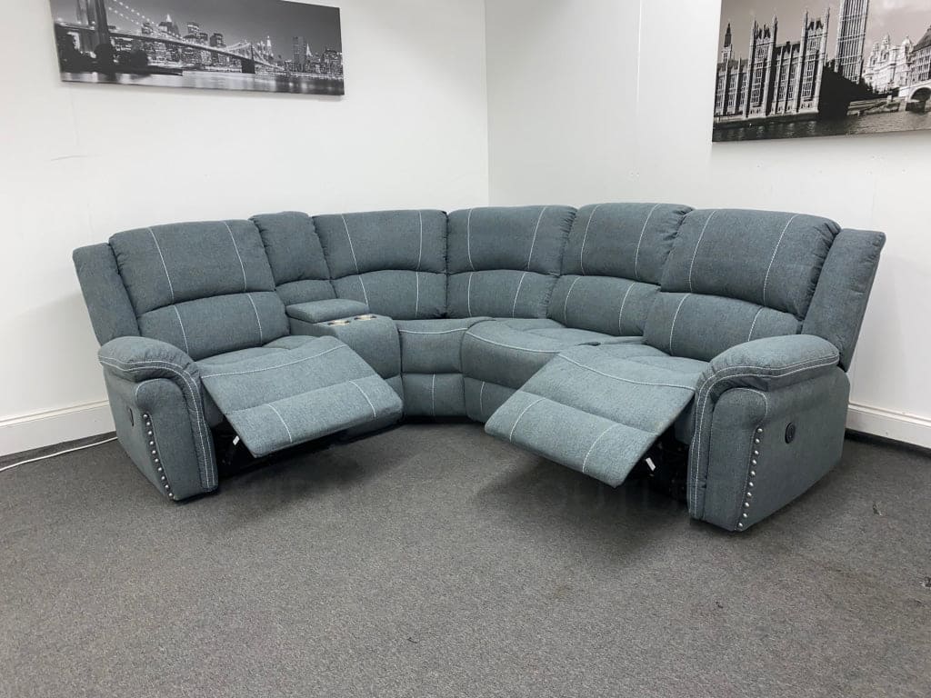 SPECIAL OFFER! “Finsbury Express" Grey Fabric Electric Recliner LHF Modular Corner Sofa
