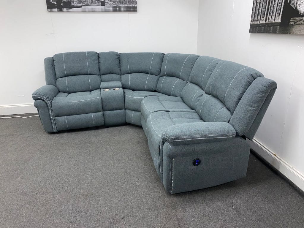 SPECIAL OFFER! “Finsbury Express" Grey Fabric Electric Recliner LHF Modular Corner Sofa - Image 11