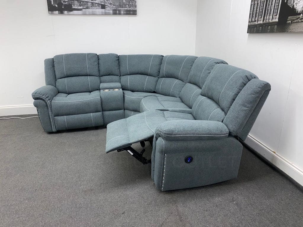 SPECIAL OFFER! “Finsbury Express" Grey Fabric Electric Recliner LHF Modular Corner Sofa - Image 12
