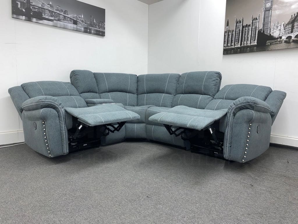 SPECIAL OFFER! “Finsbury Express" Grey Fabric Electric Recliner LHF Modular Corner Sofa - Image 13