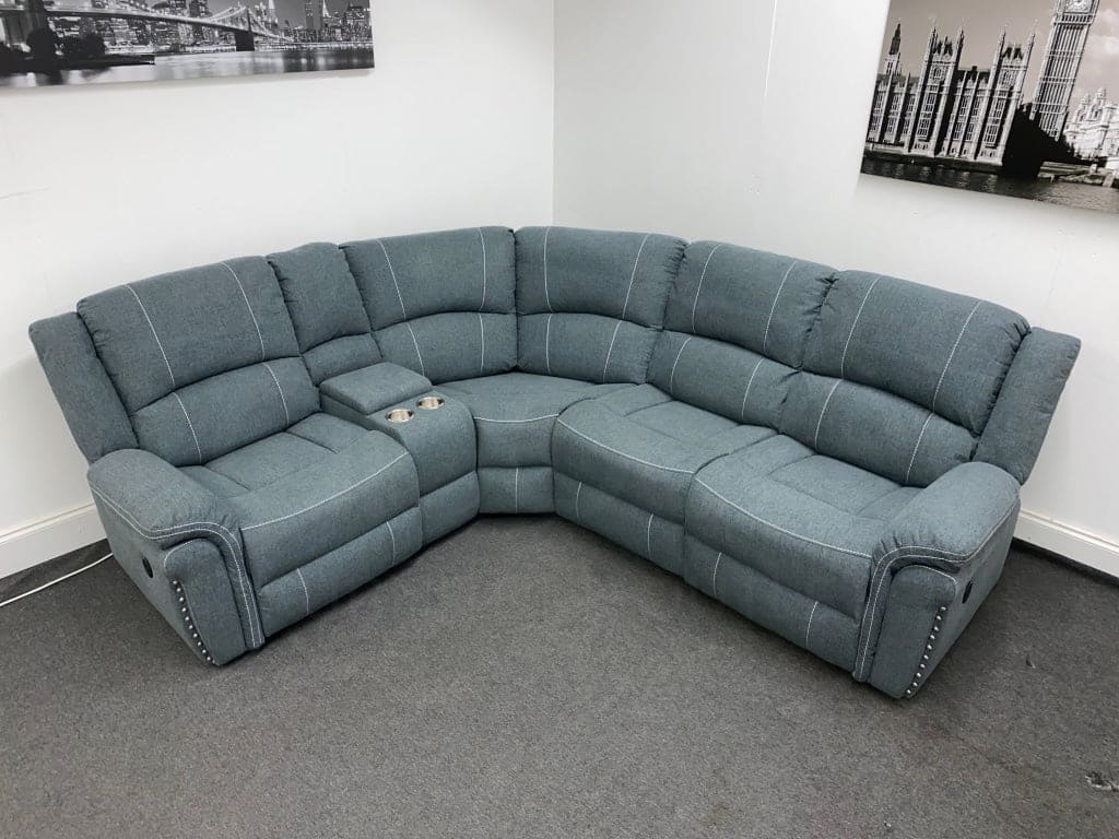 SPECIAL OFFER! “Finsbury Express" Grey Fabric Electric Recliner LHF Modular Corner Sofa - Image 4