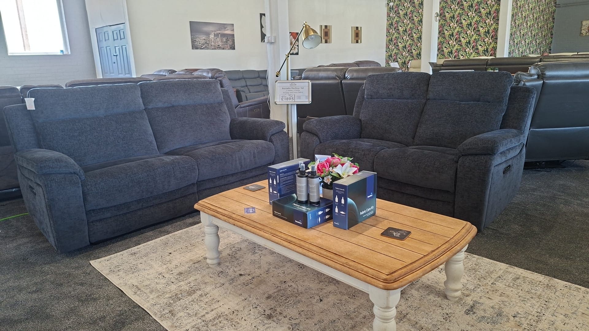 Nixon Bundle Deal -  Electric Reclining 3 Seater + 2 Seater Sofa Set in Charcoal Grey Fabric With USB Charging Ports - Image 2