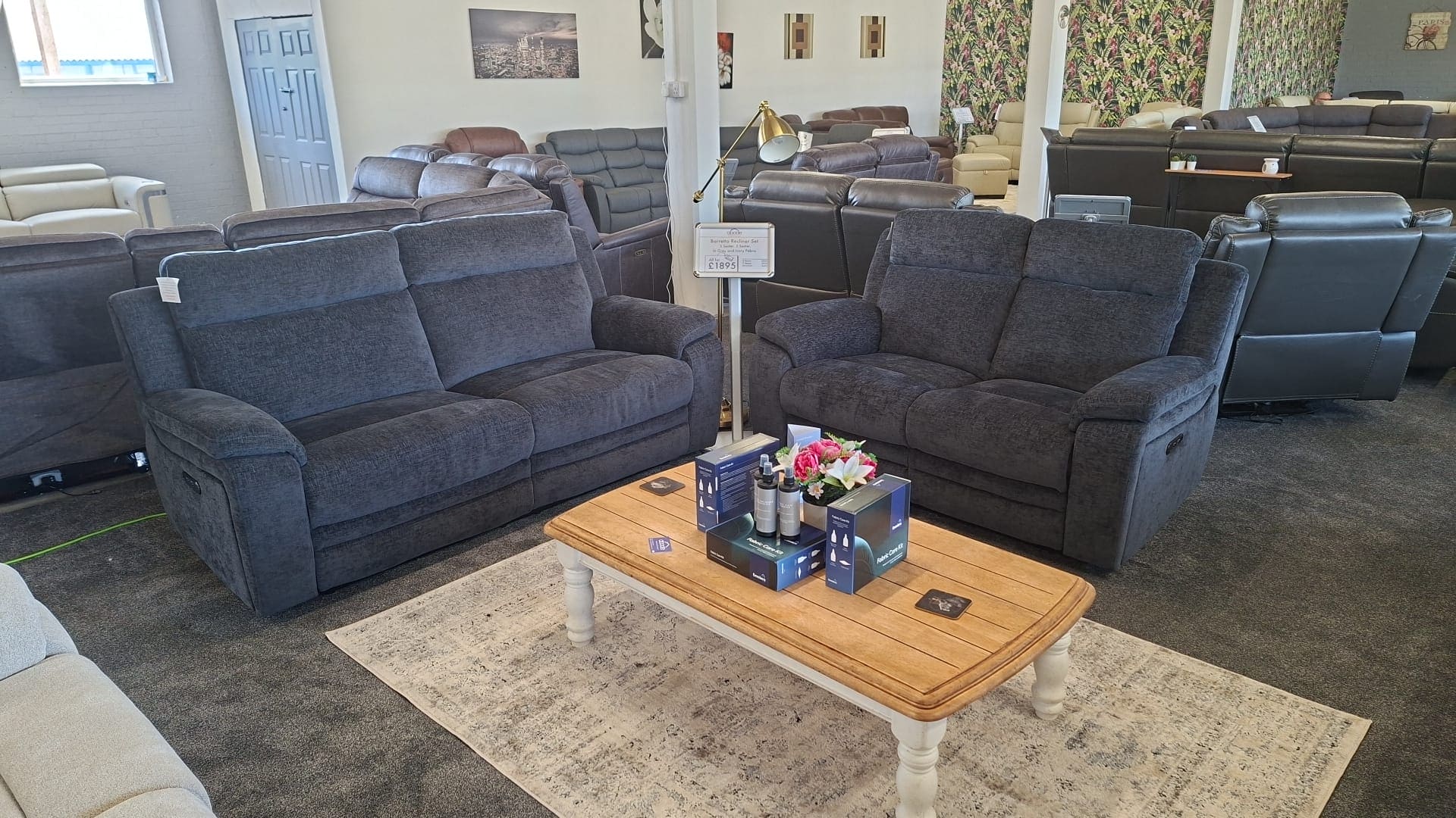 Nixon Bundle Deal -  Electric Reclining 3 Seater + 2 Seater Sofa Set in Charcoal Grey Fabric With USB Charging Ports - Image 5