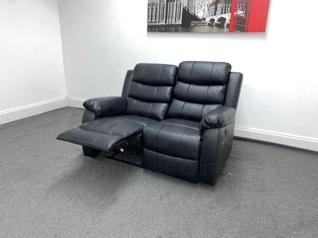 Lando Black Leather Recliner 2 Seater Sofa - Image 3
