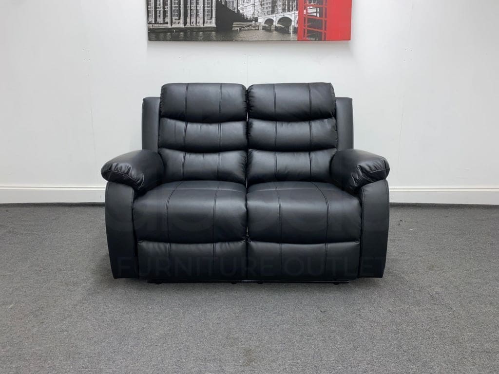 Lando Black Leather Recliner 2 Seater Sofa - Image 4
