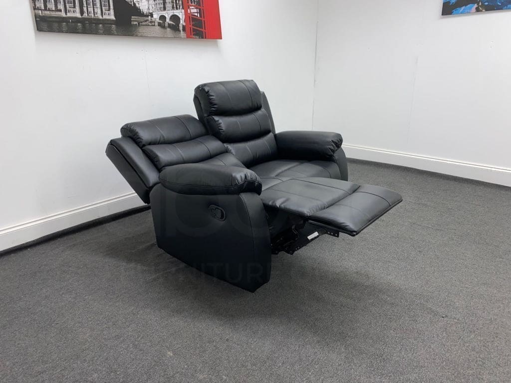 Lando Black Leather Recliner 2 Seater Sofa - Image 5