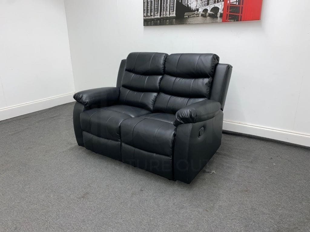 Lando Black Leather Recliner 2 Seater Sofa - Image 7