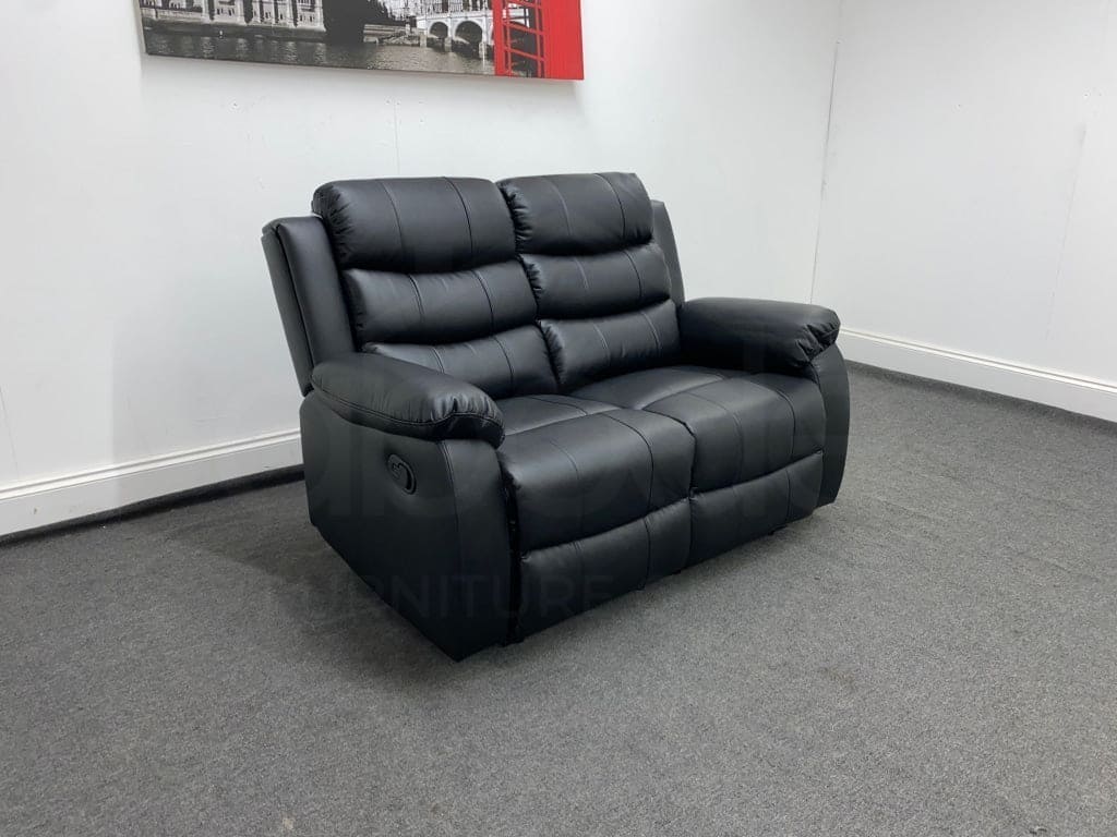 Lando Black Leather Recliner 2 Seater Sofa - Image 9