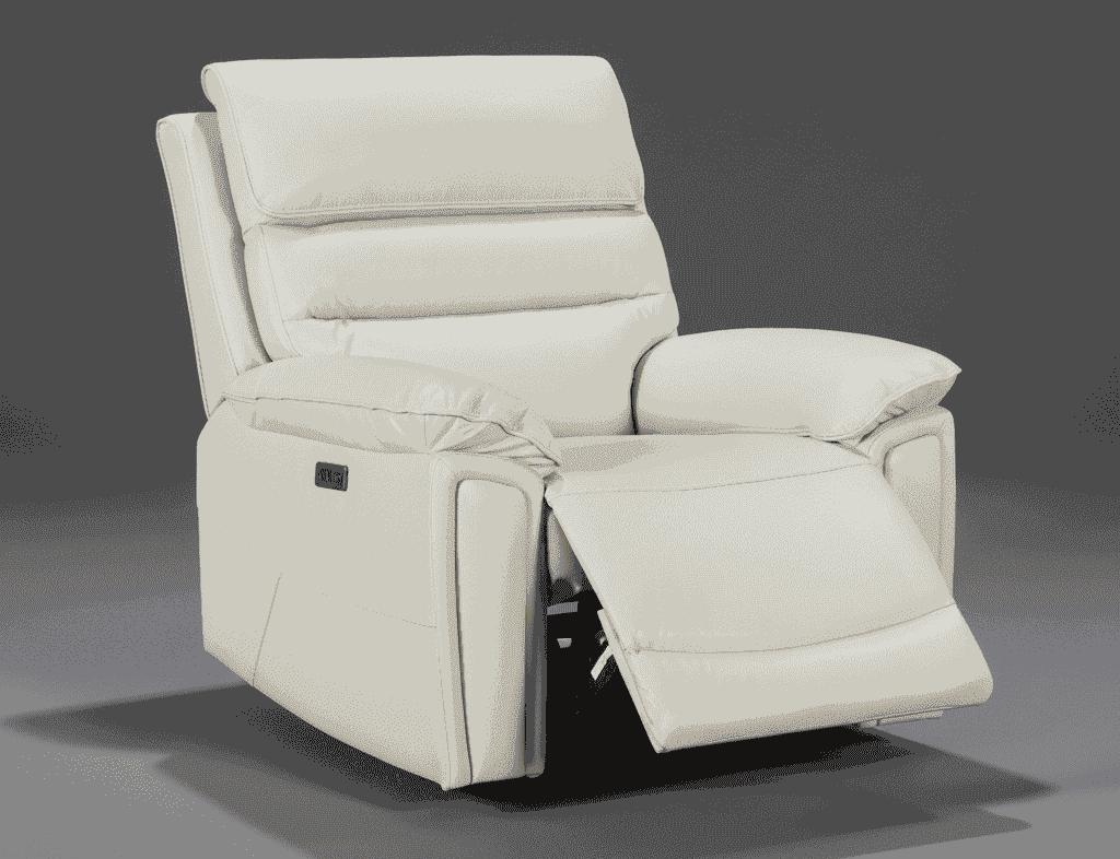 Calisese Ivory Cream Leather Electric Reclining 3 Seater + 2 Seater + Armchair Sofa Set With USB Charging Ports & Drop Down Tray Table - Image 4