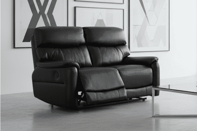 Black Milano Leather Electric / Power Reclining 2 Seater Sofa Suite Set With USB Charging Ports