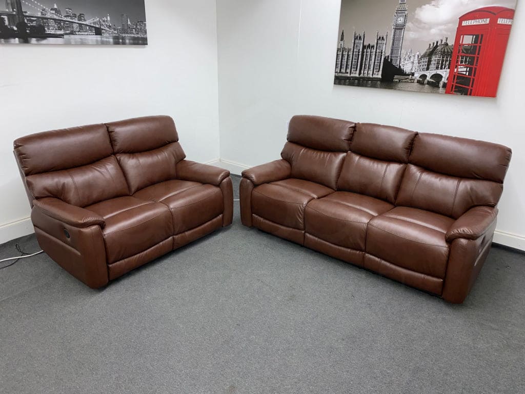 Milano Brown Leather Electric / Power Reclining Sofa Range Suite Set With USB Charging Ports | Couch | - Image 6