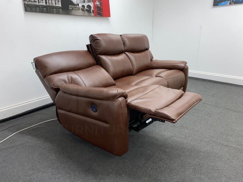 Milano Brown Leather Electric Reclining 3 Seater + 2 Seater Sofa Suite Set | USB Ports | Drop Down Tray Table | Pocket Sprung Seats | Couch | - Image 13