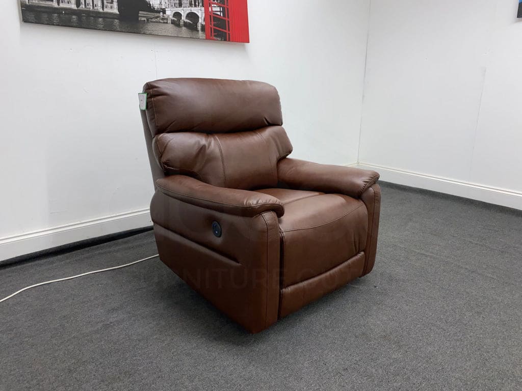 Milano Brown Leather Electric Reclining 2 + 1 + 1 Seater Sofa Suite Set + USB Ports | Couch | - Image 8