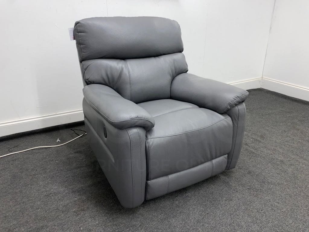 Special Offer! Charcoal / Grey Milano Leather Electric / Power Reclining Armchair Sofa - Image 5