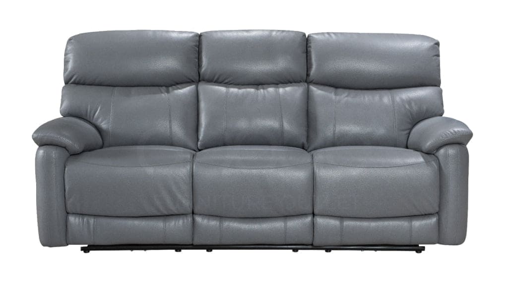 Charcoal Grey Milano Leather Reclining 3 Seater Sofa + Tray Table & USB Ports - Image 3