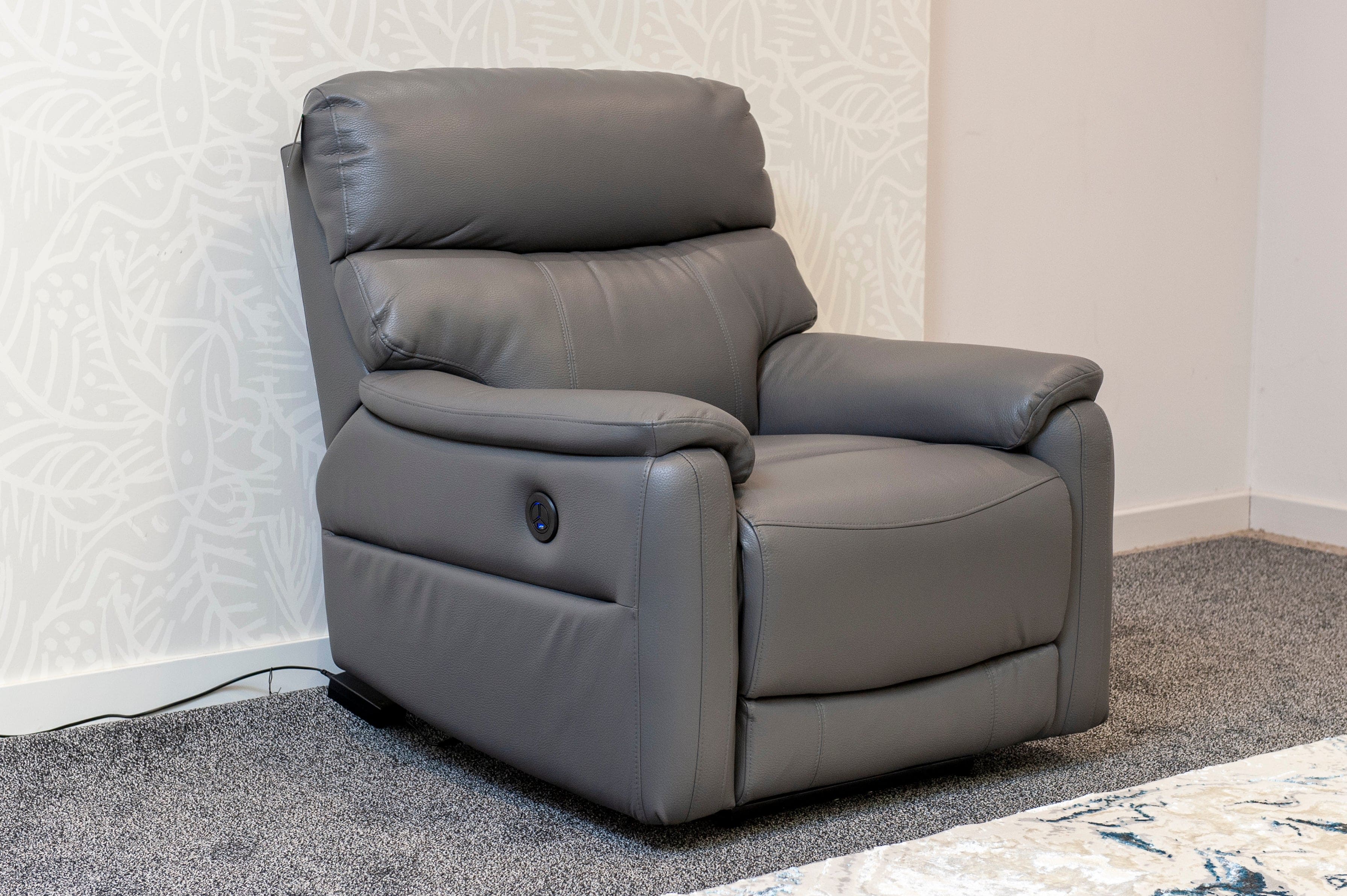 MILANO Grey Leather Electric Reclining 3 + 1 Seater Sofa Suite Set + USB Ports | Couch | - Image 10