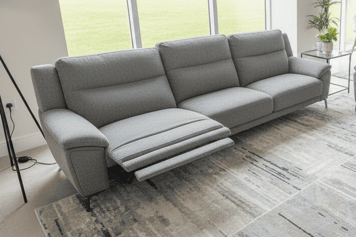 Burton - Charcoal Grey Fabric Electric Reclining 5 Seater + Armchair Sofa Suite Set | USB Ports | Space Saving Recliner - Image 8