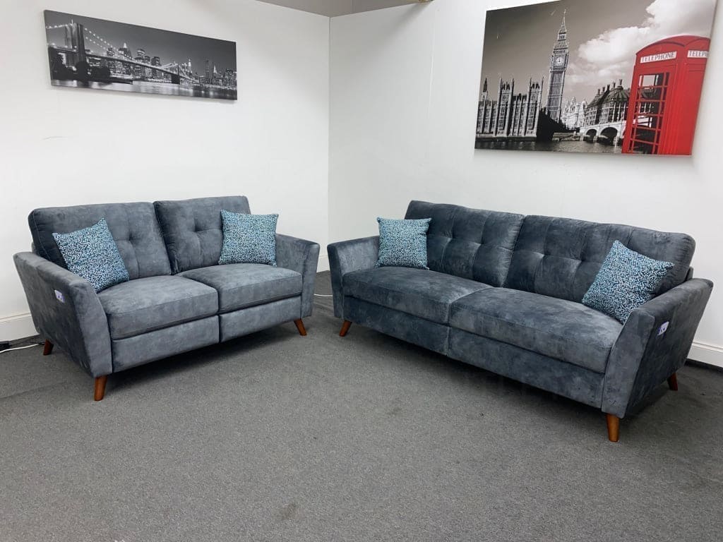 Tivoli Electric Recliner Grey Plush Velvet Fabric 3 Seater, 2 Seater & Armchair Sofa Set Range | Couch | - Image 13