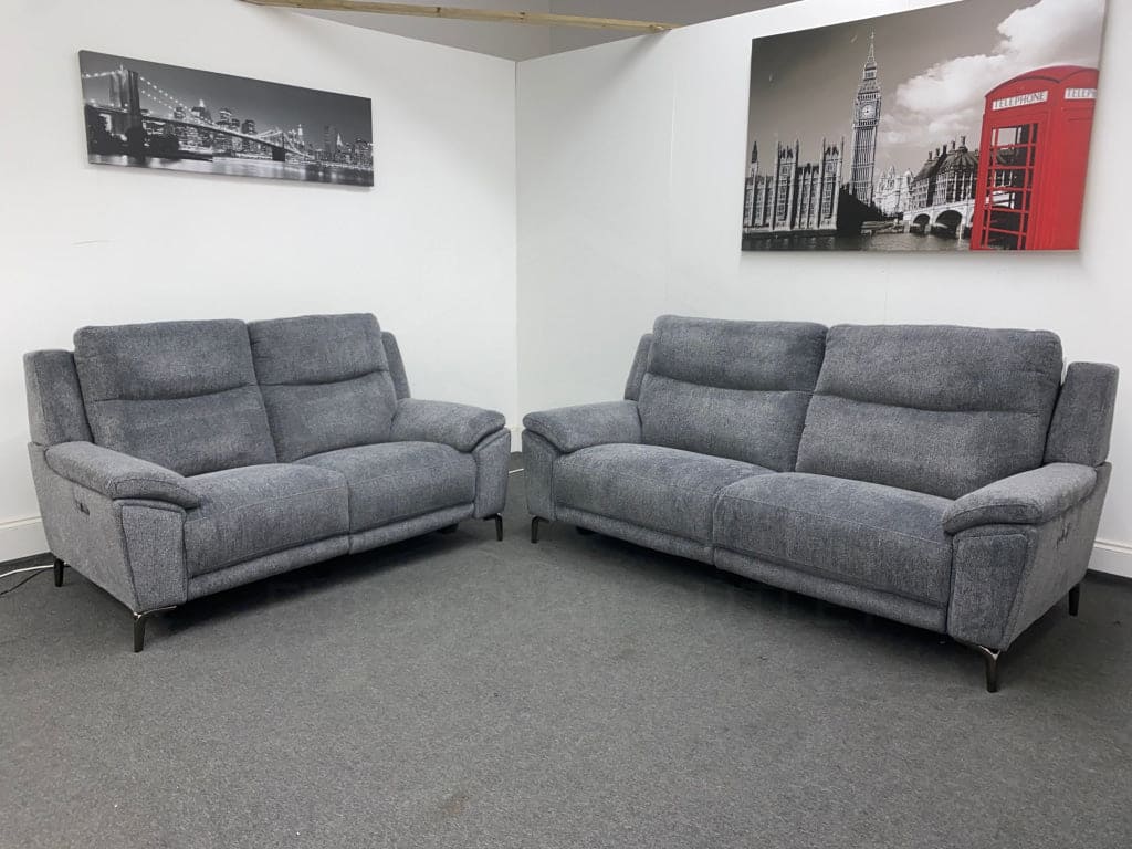 LIMITED TIME OFFER - Charcoal Grey Fabric Electric / Power Reclining 3 Seater + 2 Seater Sofa Suite Set | USB Ports | Space Saving Recliner - Image 10