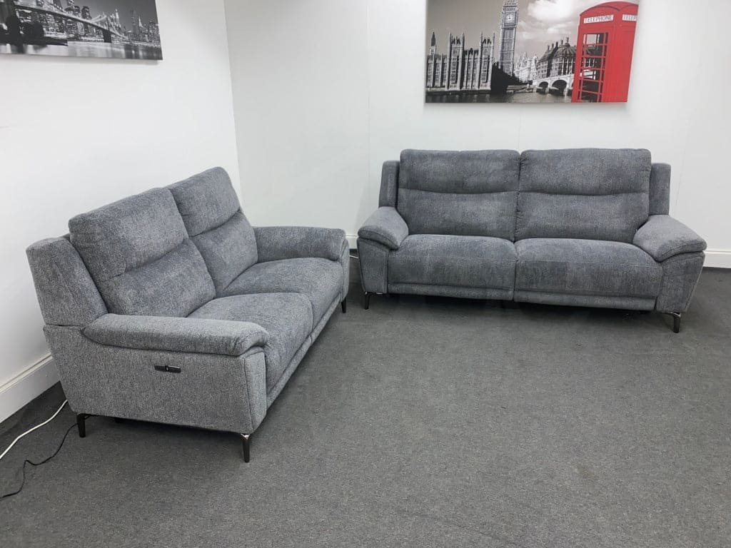 LIMITED TIME OFFER - Charcoal Grey Fabric Electric / Power Reclining 3 Seater + 2 Seater Sofa Suite Set | USB Ports | Space Saving Recliner - Image 11