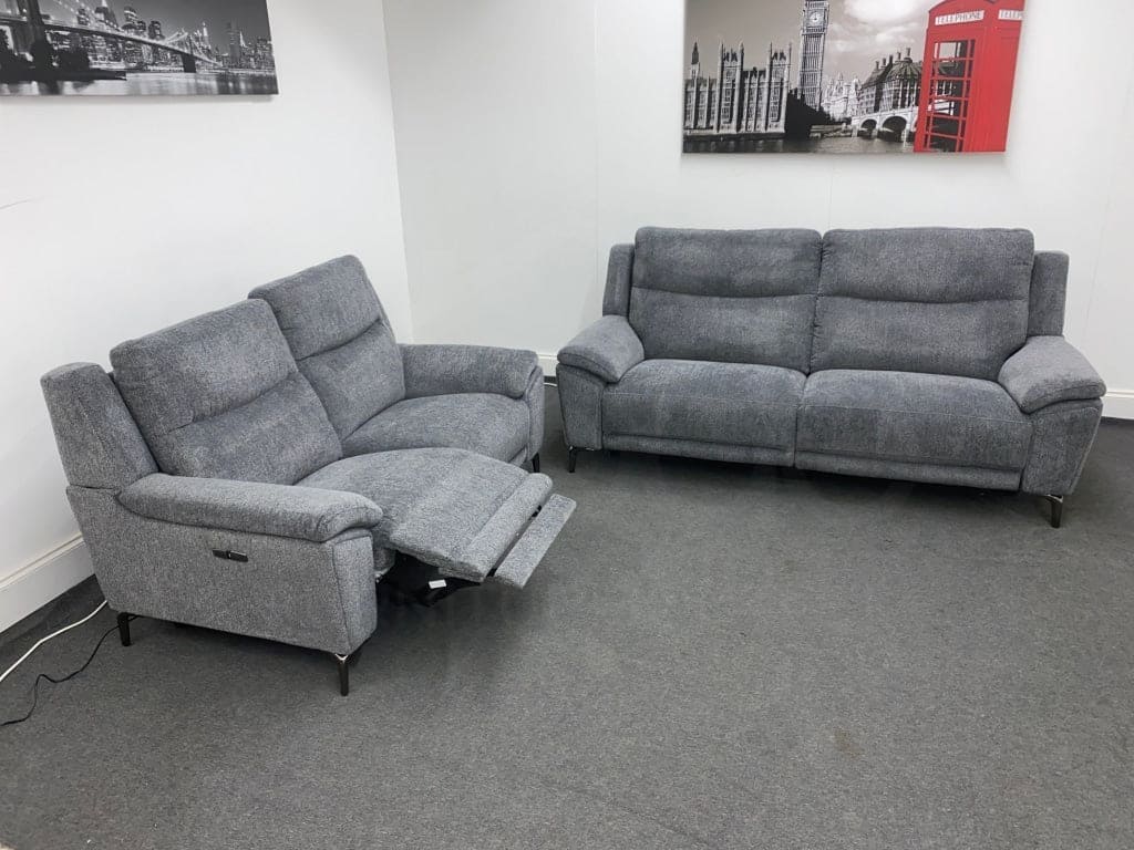 LIMITED TIME OFFER - Charcoal Grey Fabric Electric / Power Reclining 3 Seater + 2 Seater Sofa Suite Set | USB Ports | Space Saving Recliner - Image 13