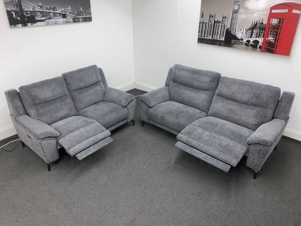 LIMITED TIME OFFER - Charcoal Grey Fabric Electric / Power Reclining 3 Seater + 2 Seater Sofa Suite Set | USB Ports | Space Saving Recliner - Image 15