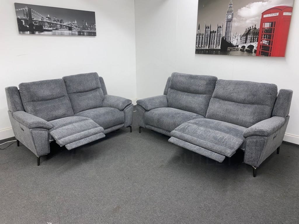 LIMITED TIME OFFER - Charcoal Grey Fabric Electric / Power Reclining 3 Seater + 2 Seater Sofa Suite Set | USB Ports | Space Saving Recliner - Image 16