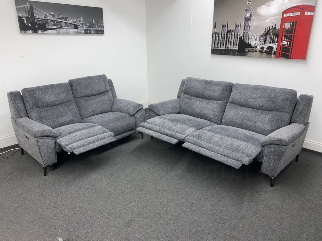 LIMITED TIME OFFER - Charcoal Grey Fabric Electric / Power Reclining 3 Seater + 2 Seater Sofa Suite Set | USB Ports | Space Saving Recliner - Image 19