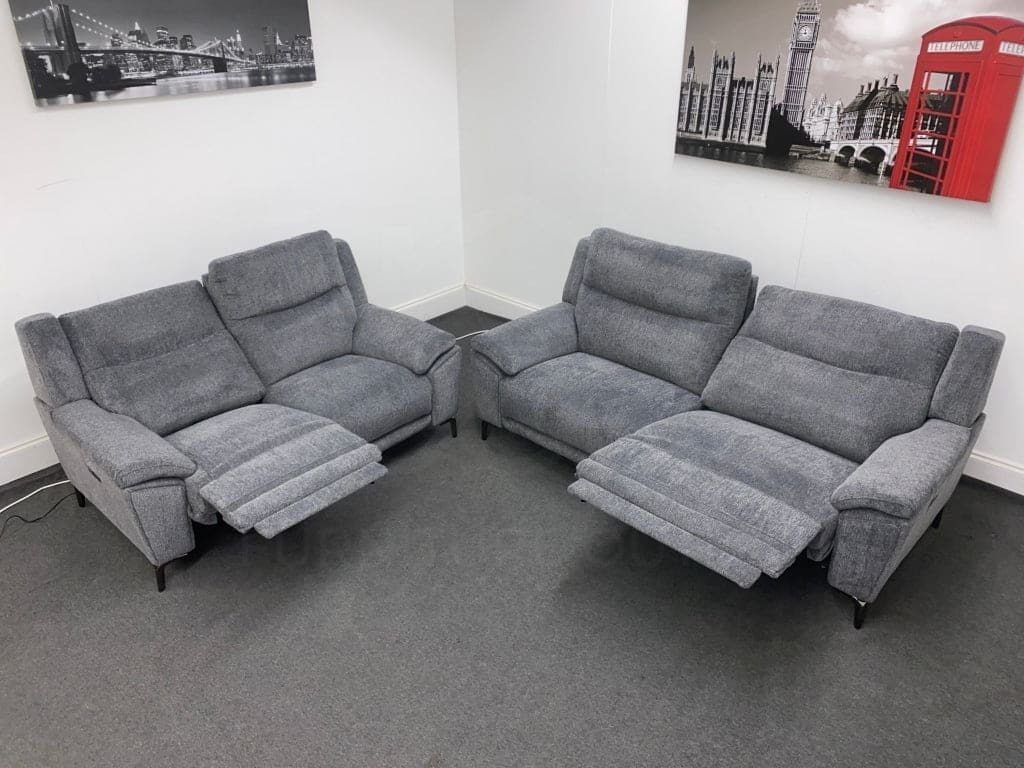 LIMITED TIME OFFER - Charcoal Grey Fabric Electric / Power Reclining 3 Seater + 2 Seater Sofa Suite Set | USB Ports | Space Saving Recliner - Image 20
