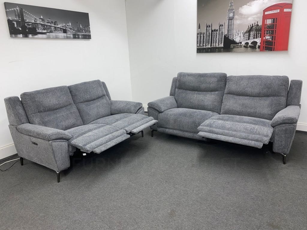 LIMITED TIME OFFER - Charcoal Grey Fabric Electric / Power Reclining 3 Seater + 2 Seater Sofa Suite Set | USB Ports | Space Saving Recliner - Image 21