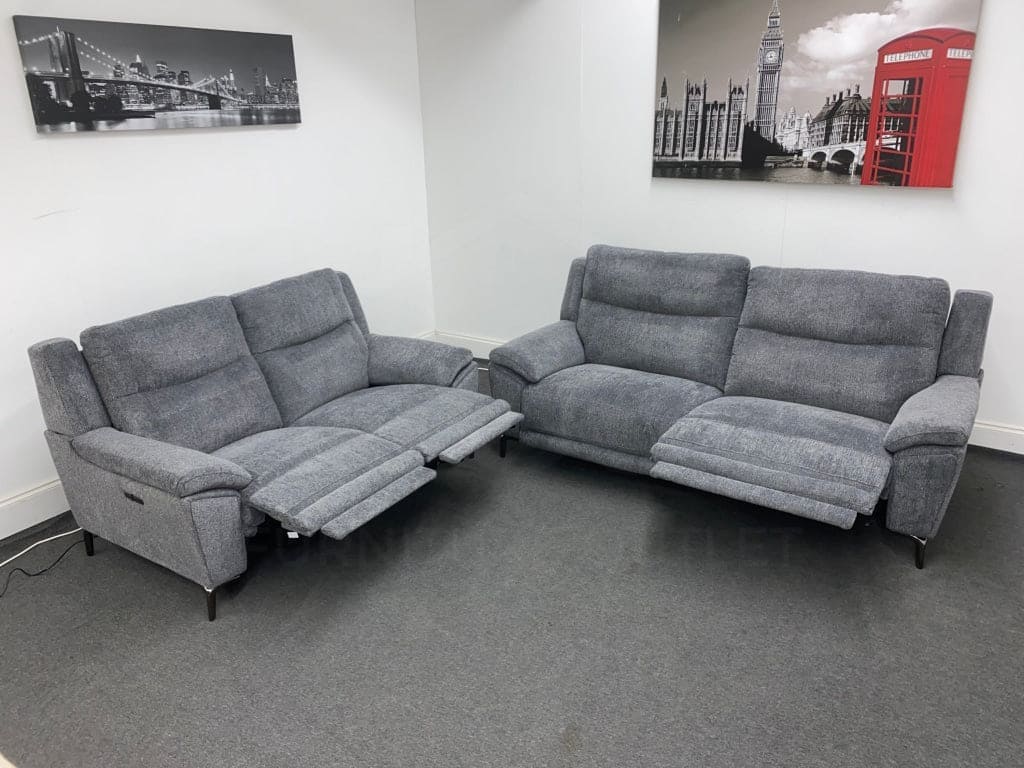 LIMITED TIME OFFER - Charcoal Grey Fabric Electric / Power Reclining 3 Seater + 2 Seater Sofa Suite Set | USB Ports | Space Saving Recliner - Image 22
