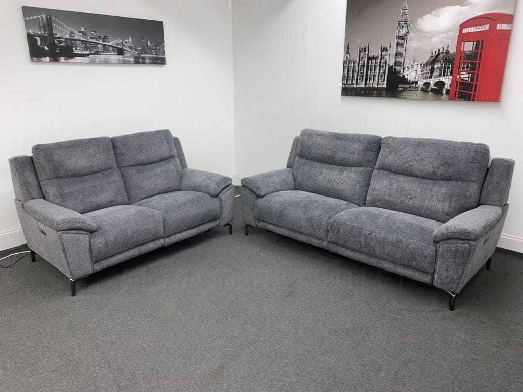 LIMITED TIME OFFER - Charcoal Grey Fabric Electric / Power Reclining 3 Seater + 2 Seater Sofa Suite Set | USB Ports | Space Saving Recliner - Image 25