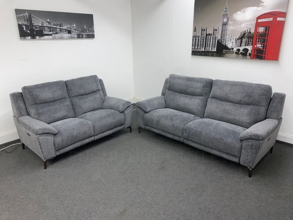 LIMITED TIME OFFER - Charcoal Grey Fabric Electric / Power Reclining 3 Seater + 2 Seater Sofa Suite Set | USB Ports | Space Saving Recliner - Image 6