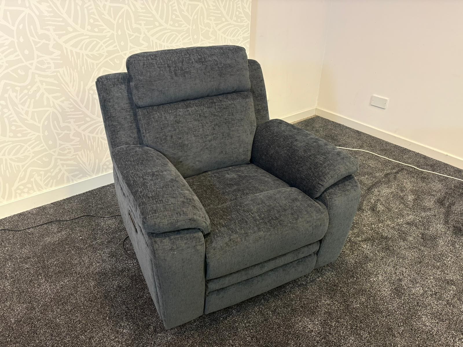 "Barre" Electric / Power Reclining Grey Fabric Sofa Set - USB Charging Ports - Image 20