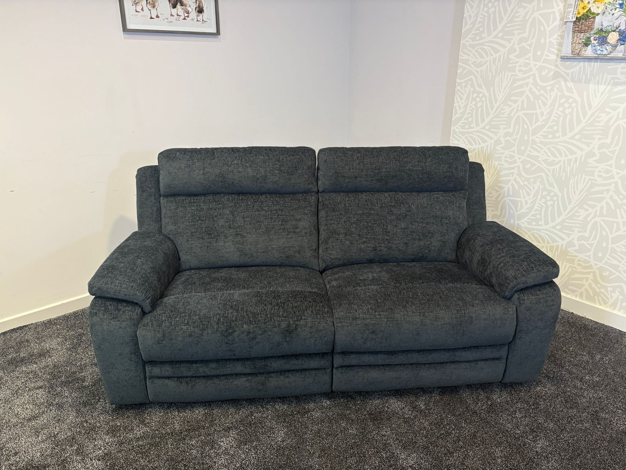 "Barre" Electric / Power Reclining Grey Fabric Sofa Set - USB Charging Ports - Image 24