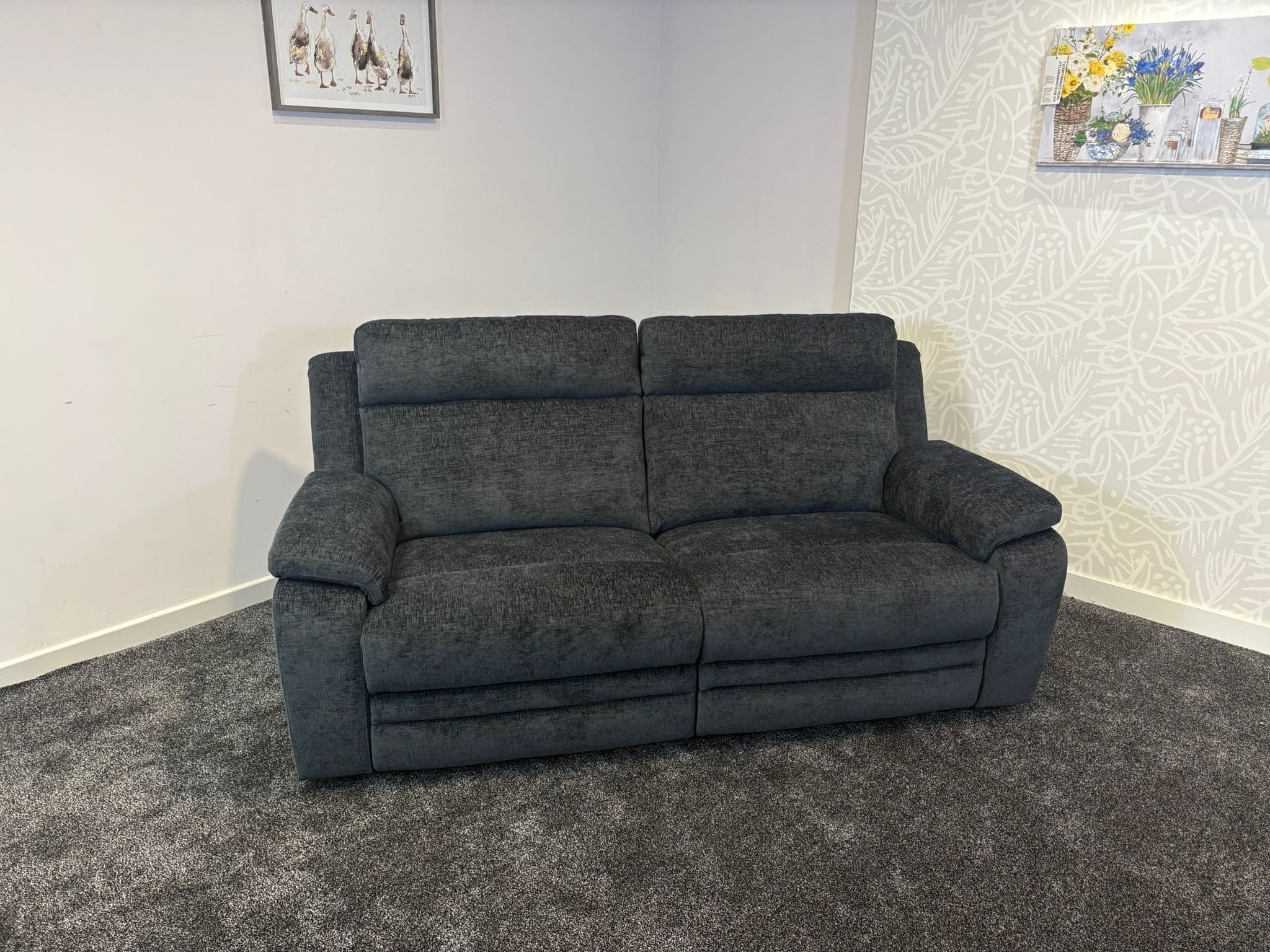 "Barre" Electric / Power Reclining Grey Fabric Sofa Set - USB Charging Ports - Image 25