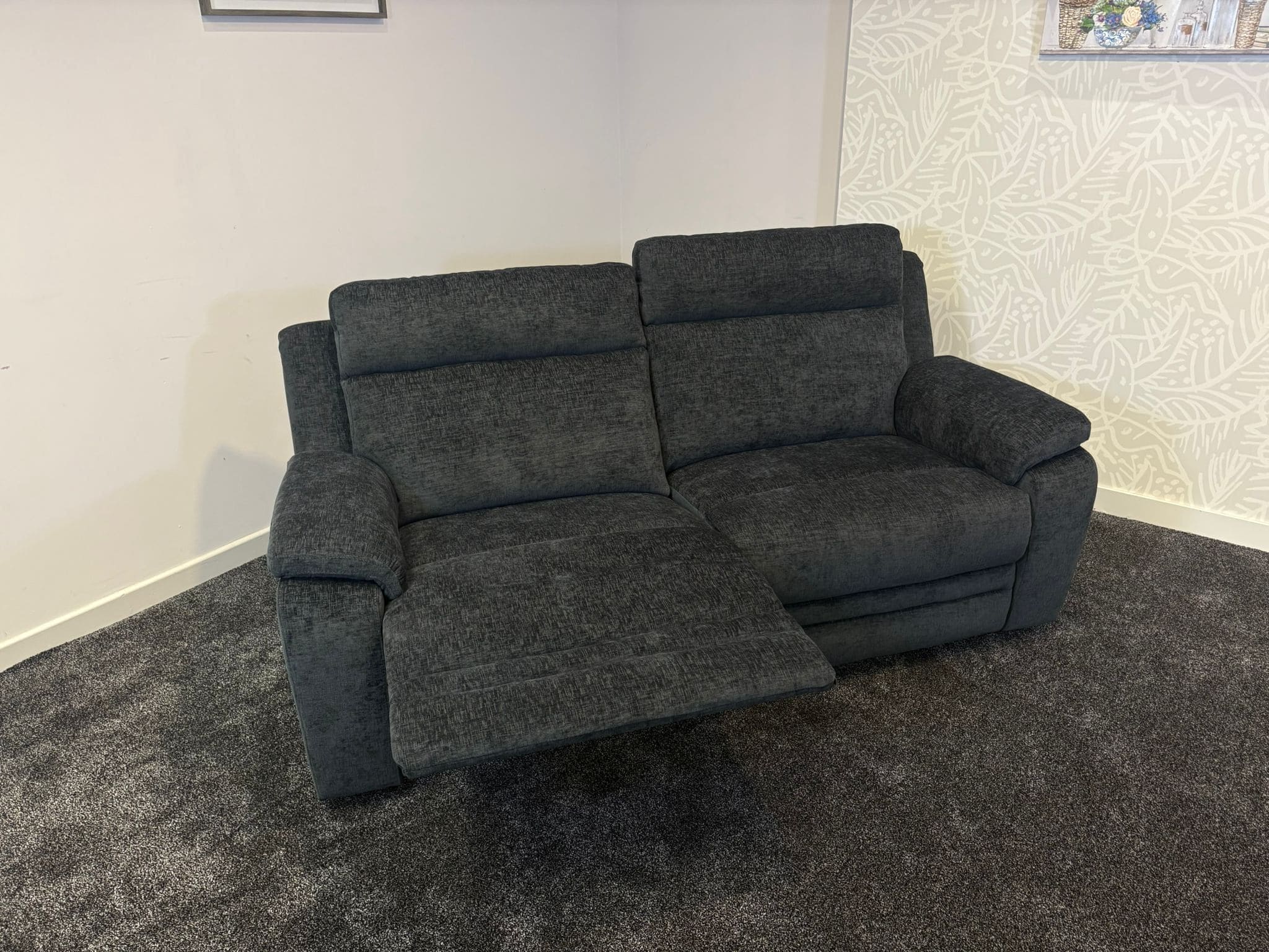 "Barre" Electric / Power Reclining Grey Fabric Sofa Set - USB Charging Ports - Image 26