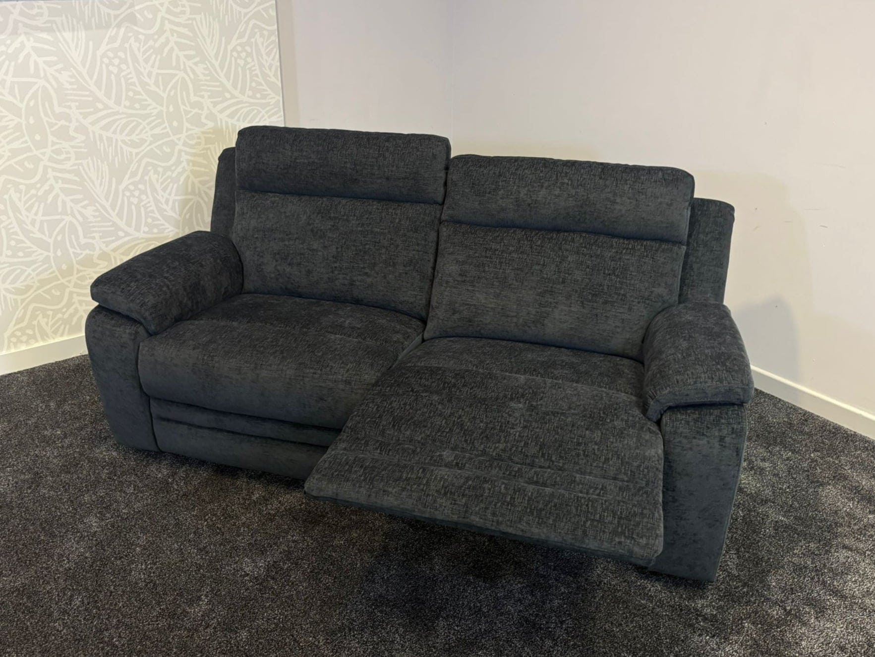 "Barre" Electric / Power Reclining Grey Fabric Sofa Set - USB Charging Ports - Image 5